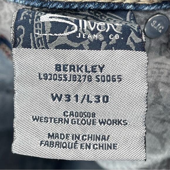 Silver Jeans Distressed Berkley Western Festival Jeans Medium Wash Size 31/30 - Picture 5 of 7